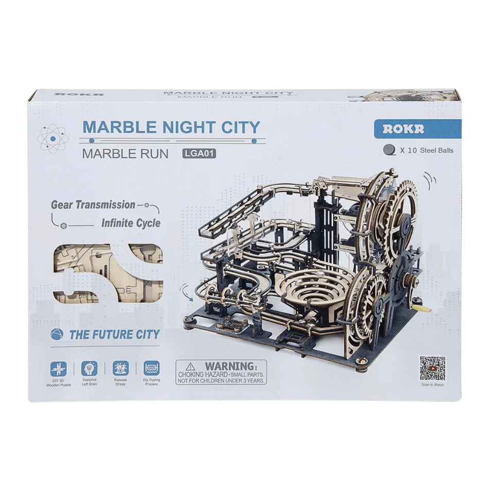 3D Holzpuzzle Murmelnacht Stadt - Murmelbahn Murmelnacht Stadt - Murmelbahn 3D-Holzpuzzle